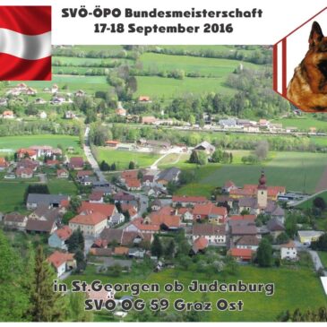 Vorschau-SVÖ-ÖPO Bundesmeisterschaft in meiner Heimatgemeinde St.Georgen ob Judenburg 17.18 September 2016